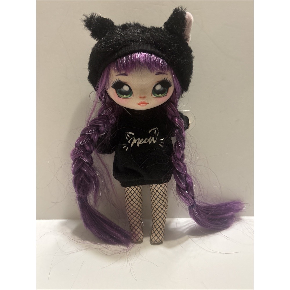 Na Na Na Surprise Tuesday Meow Doll Kitty Cat Purple Hair Green Eyes 7.5"